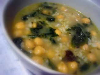 Soupe de pois chiches et épinards